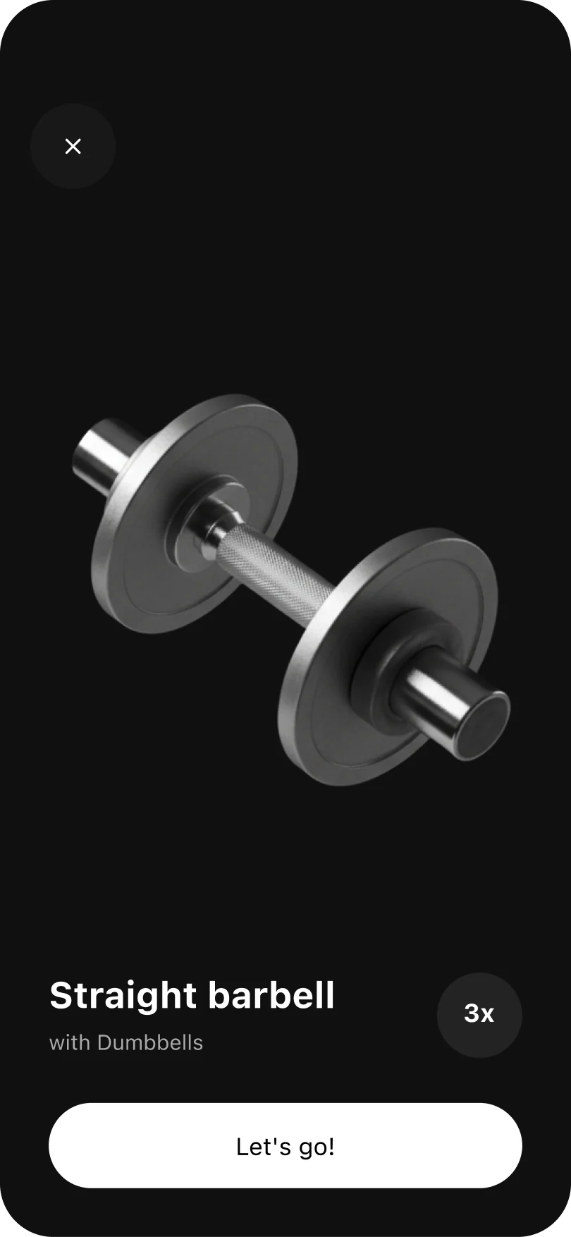 Tela inicial do exercício Straight barbell